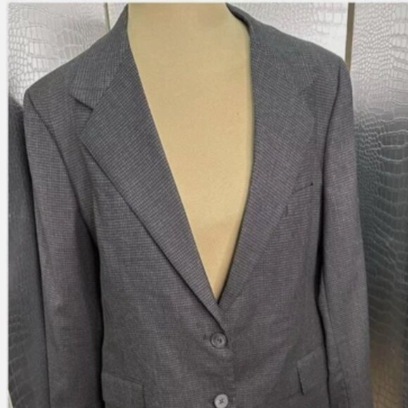 Saint Laurie Vintage 1980's Patterned Black Gray Skirt Suit Size Small - Picture 1 of 2